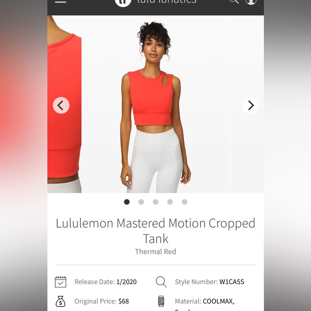 lululemon athletica mastered motion crop top